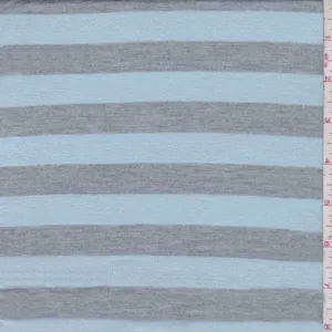 2 YD PC-Pale Blue/Grey Stripe Tissue Jersey Knit Fabric