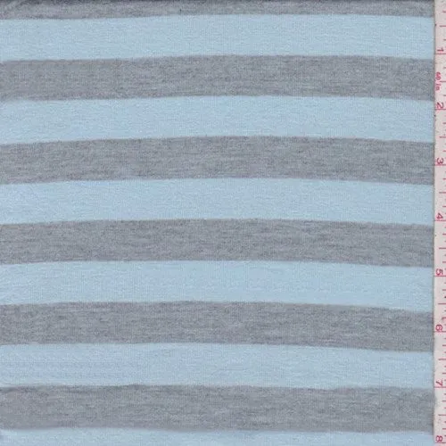 2 YD PC-Pale Blue/Grey Stripe Tissue Jersey Knit Fabric