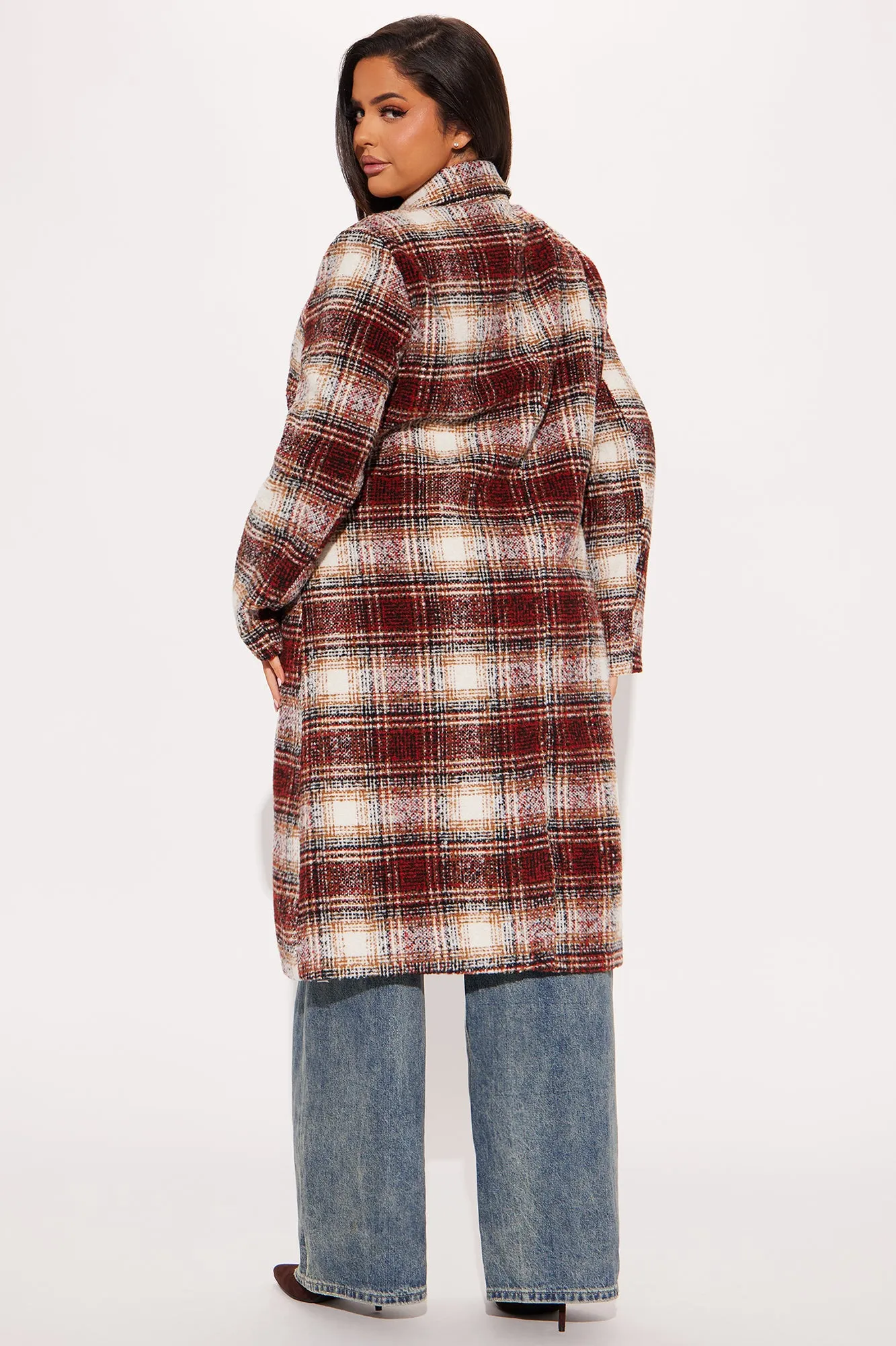 Across The Pond Plaid Trench - Red/combo