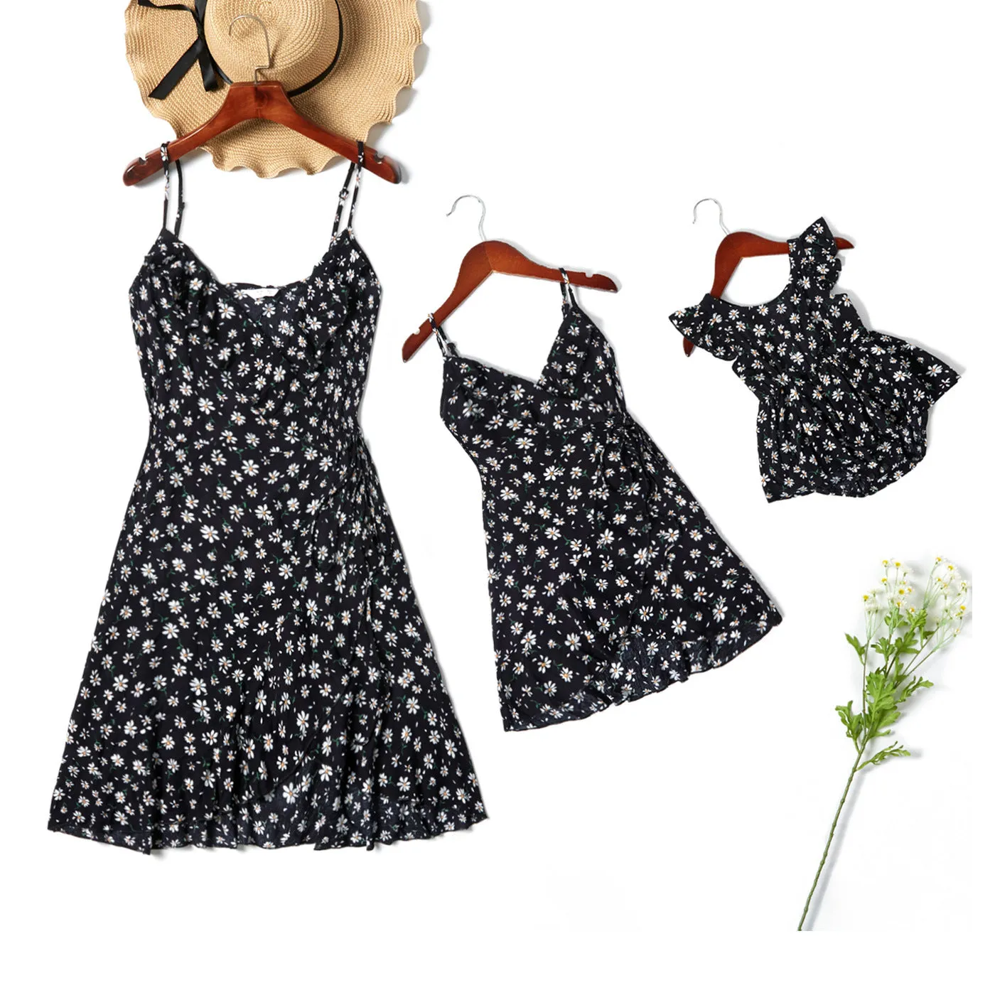 All Over Floral Print V Neck Cami Dress for Mom and Me