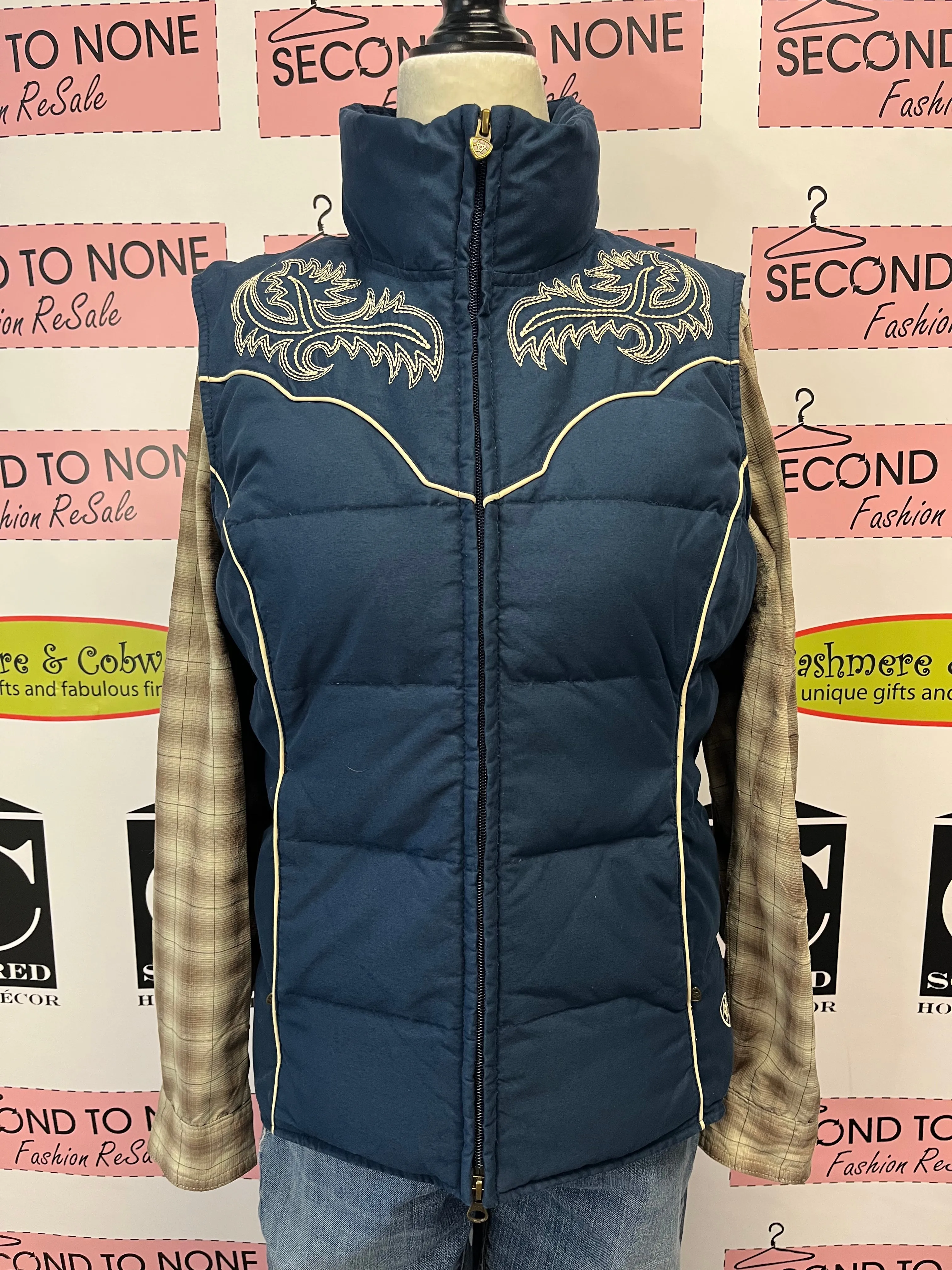 Ariat Down Filled Navy Vest (Size S)