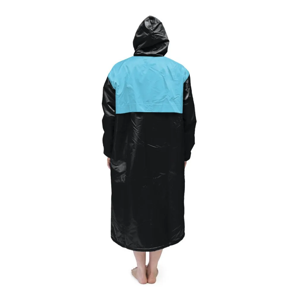 Black & Turquoise Solid Swim Parka