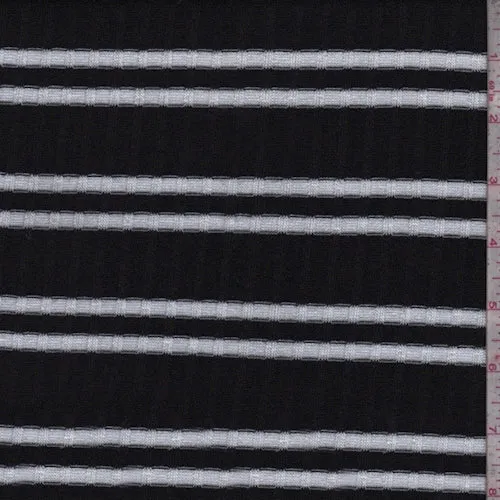 Black/White Double Stripe Poor Boy Rib Knit Fabric