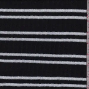 Black/White Double Stripe Poor Boy Rib Knit Fabric