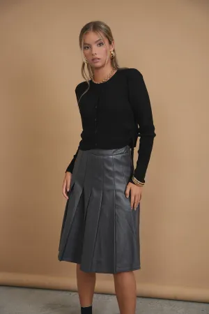 Bliss Pleated Leather Skirt Grey