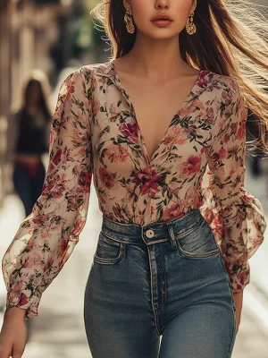 Blooming Elegance Sheer Floral Blouse