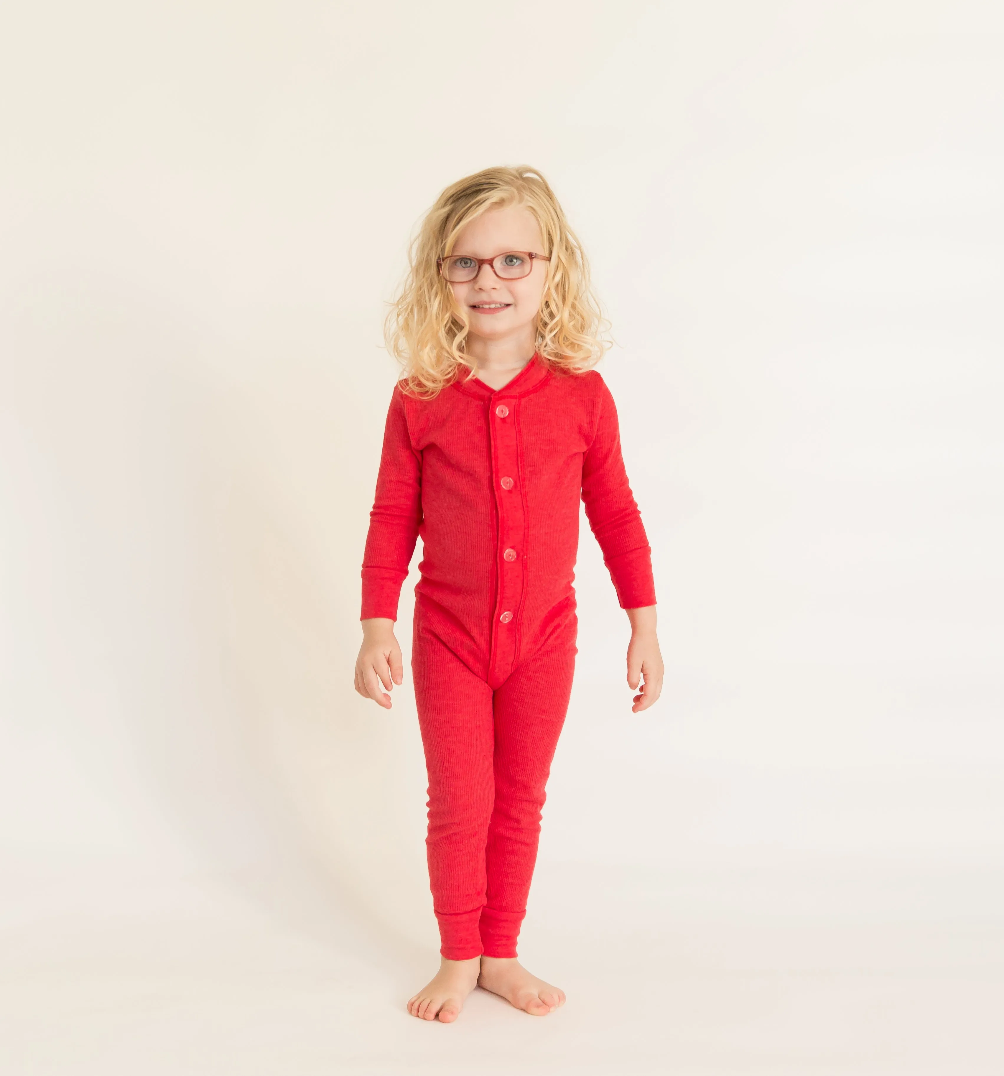 Boys and Girls Soft & Cozy Thermal One- Piece Union Suit  | Candy Apple