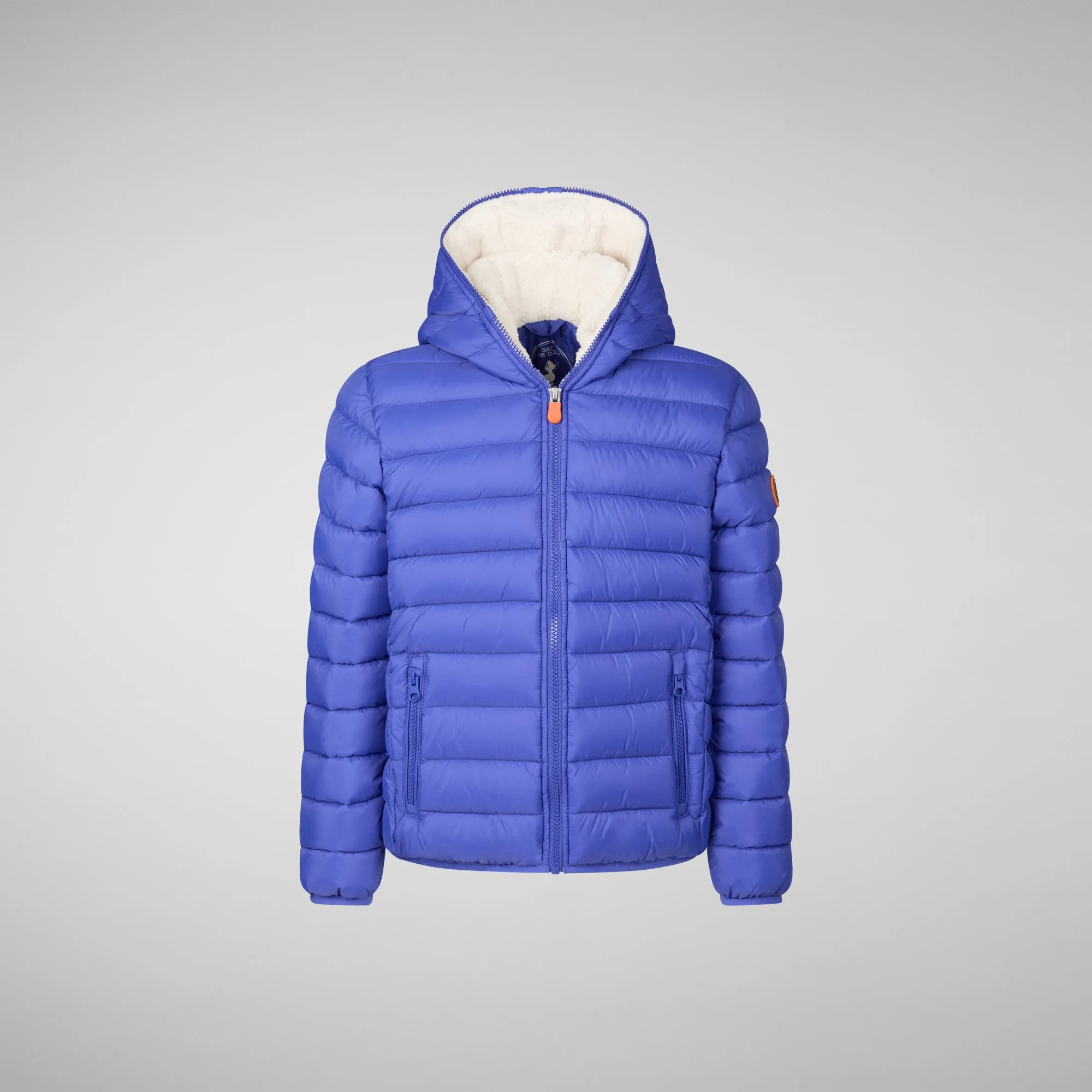 Boys' animal free Puffer jacket with teddy lining Finnegan in gentian blue