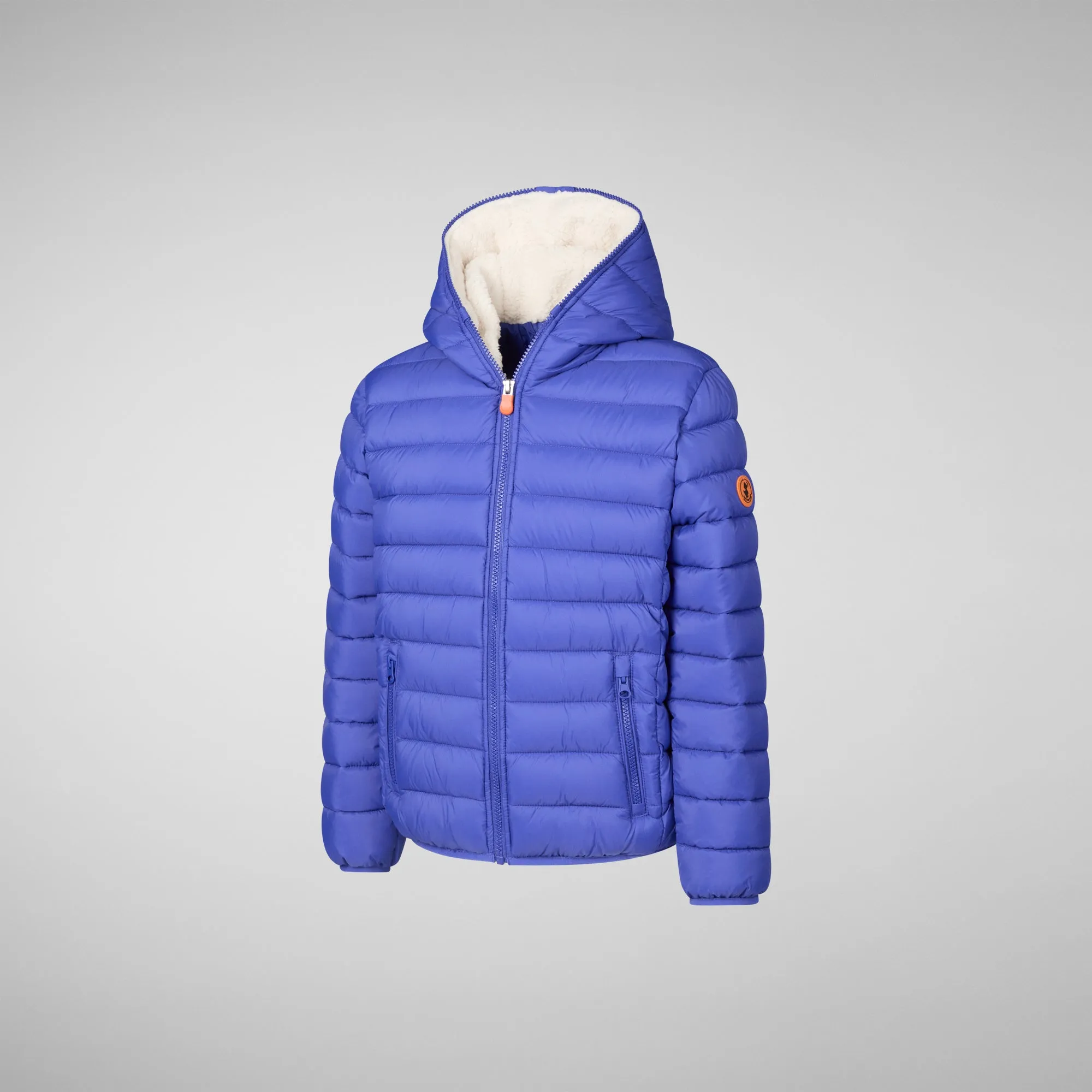 Boys' animal free Puffer jacket with teddy lining Finnegan in gentian blue