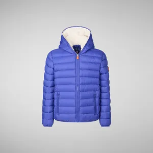 Boys' animal free Puffer jacket with teddy lining Finnegan in gentian blue