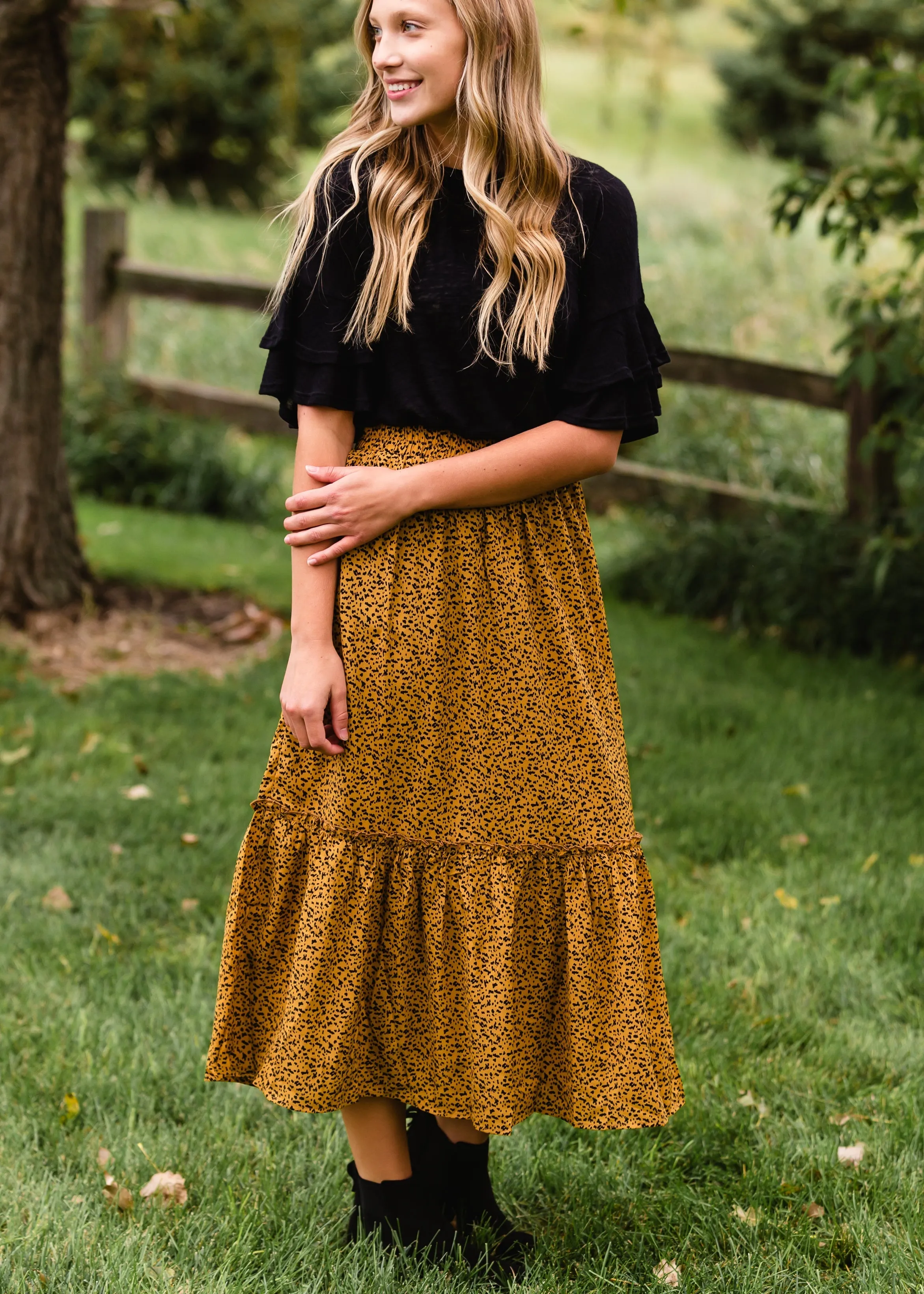 Brown Animal Pattern Midi Skirt - FINAL SALE