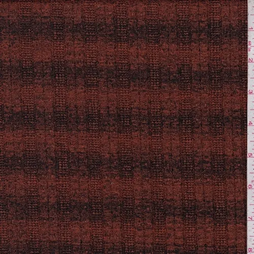 Burnt Orange/Black Shadow Stripe Rib Knit Fabric