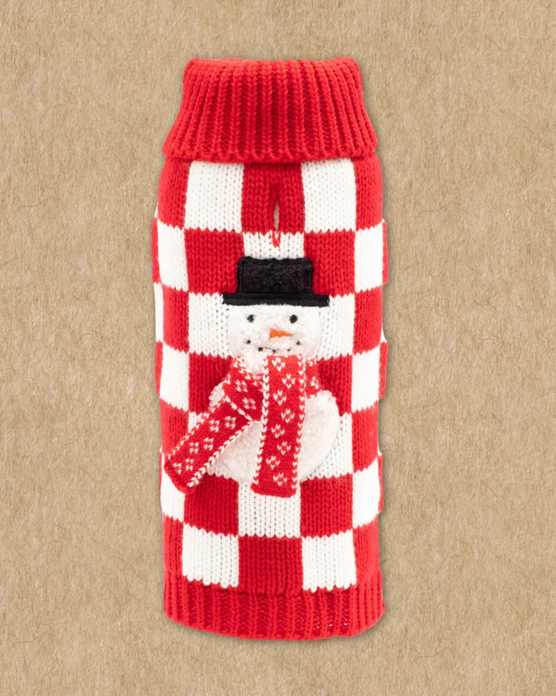 Checkerboard Snowman Sweater for Dogs (FINAL SALE)