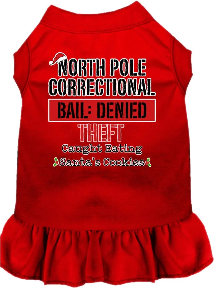 Christmas Pet, Dog and Cat Dress Screen Printed, "North Pole Correctional"