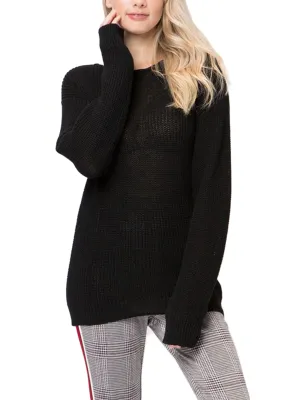 [Clearance] Womens Casual Loose Fit Back Caged Sweater Knit