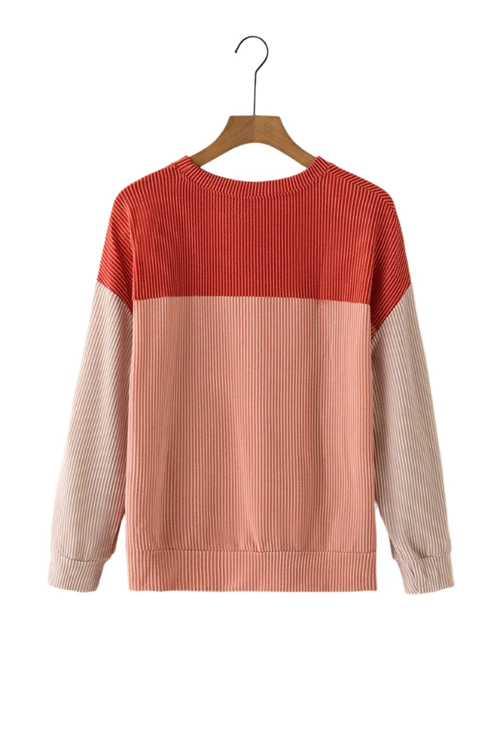 Colorblock Rib Textured Knit Top