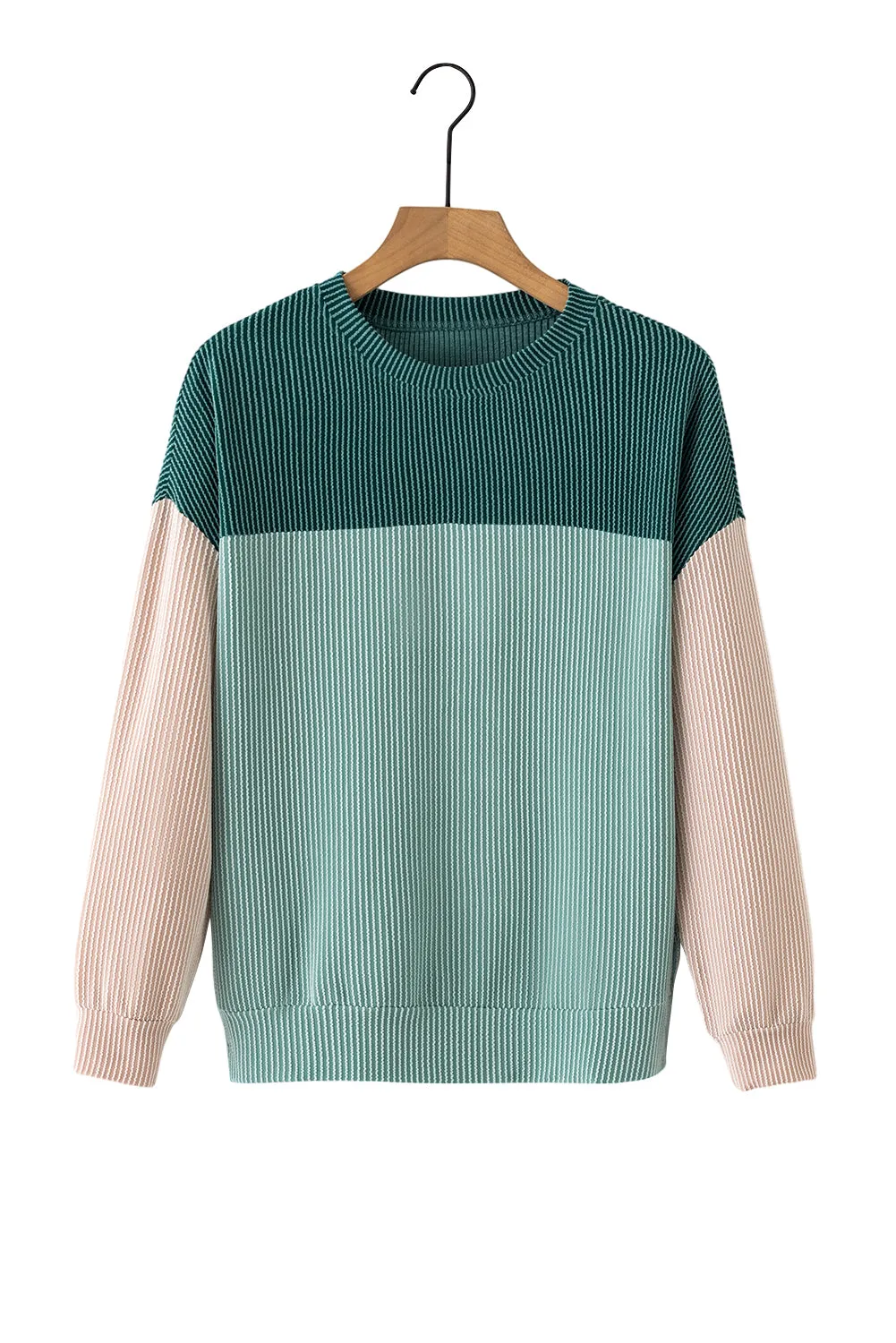 Colorblock Rib Textured Knit Top