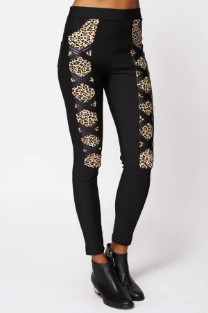 Cut Out Leopard Print Leggings