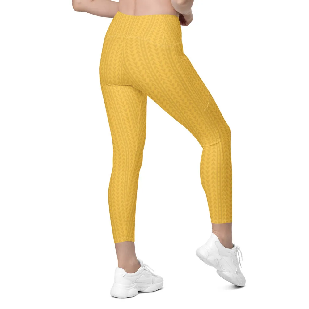 Daffodil Yellow High Waisted Leggings with Pockets