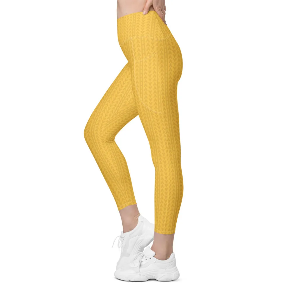 Daffodil Yellow High Waisted Leggings with Pockets