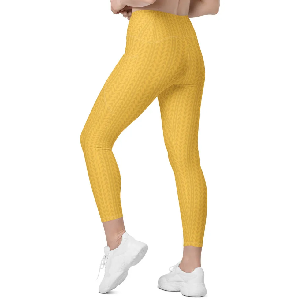 Daffodil Yellow High Waisted Leggings with Pockets