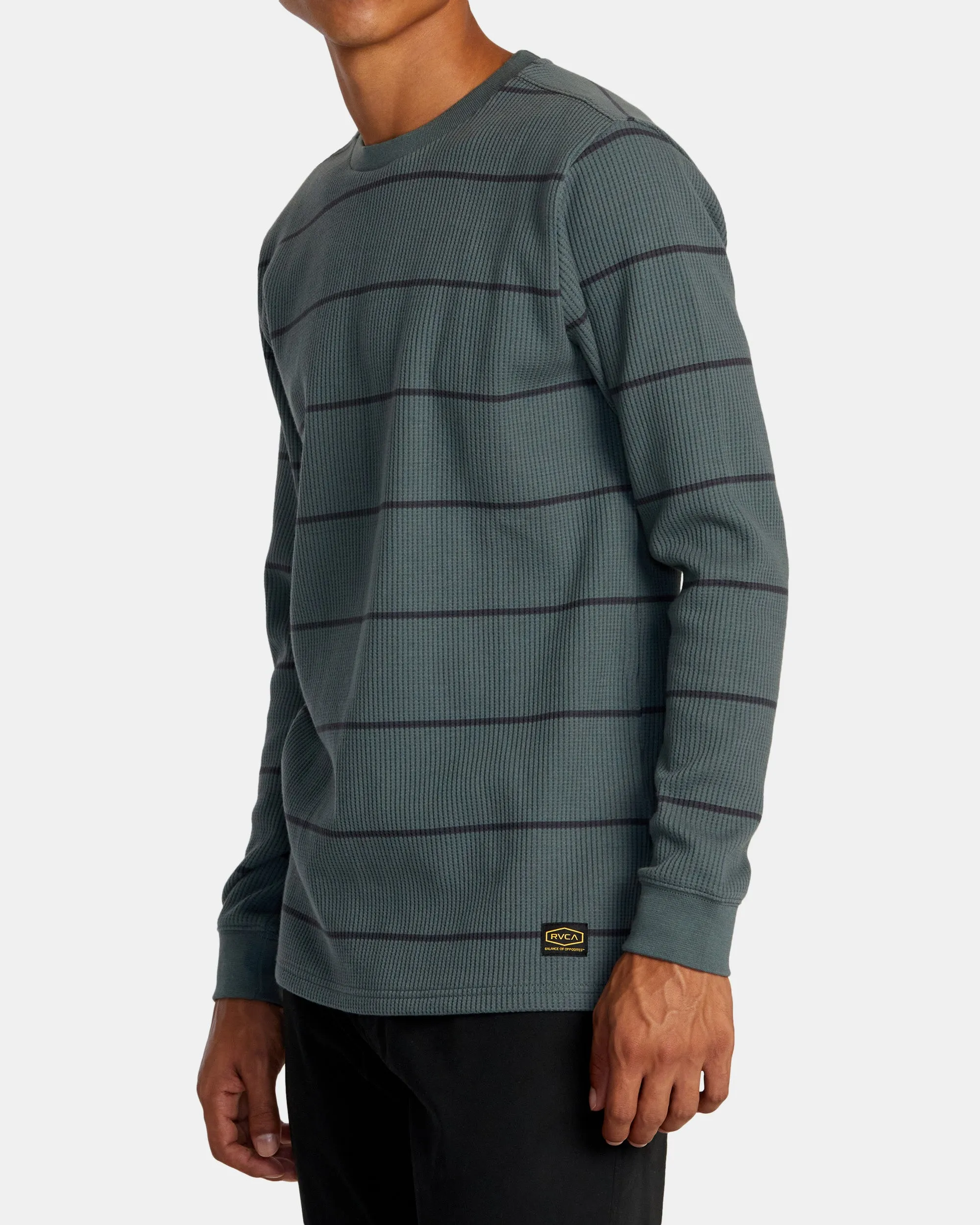 Dayshift Thermal Stripe Long Sleeve - Balsam Green