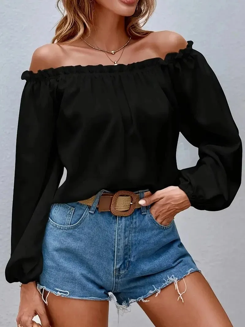 Elegant Off-Shoulder Pleated Blouse for Women