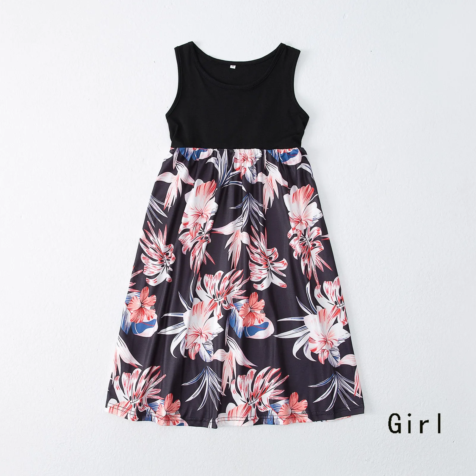 Family Matching Solid Short-sleeve Floral Print Dresses & T-shirts Sets