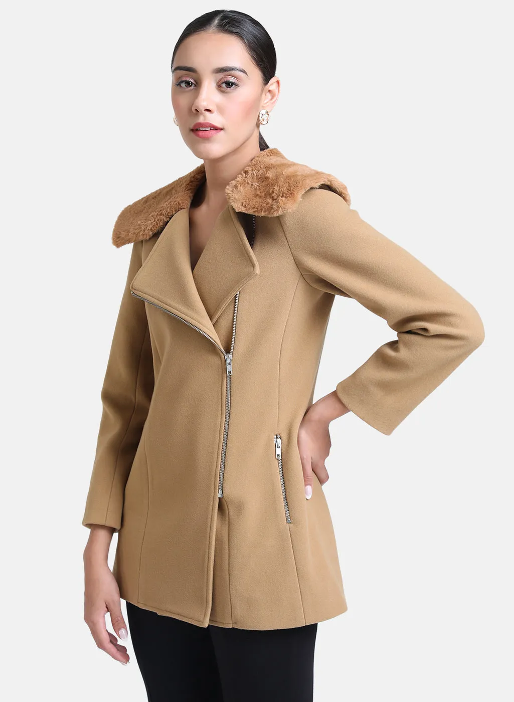 Faux Fur Collar Overcoat