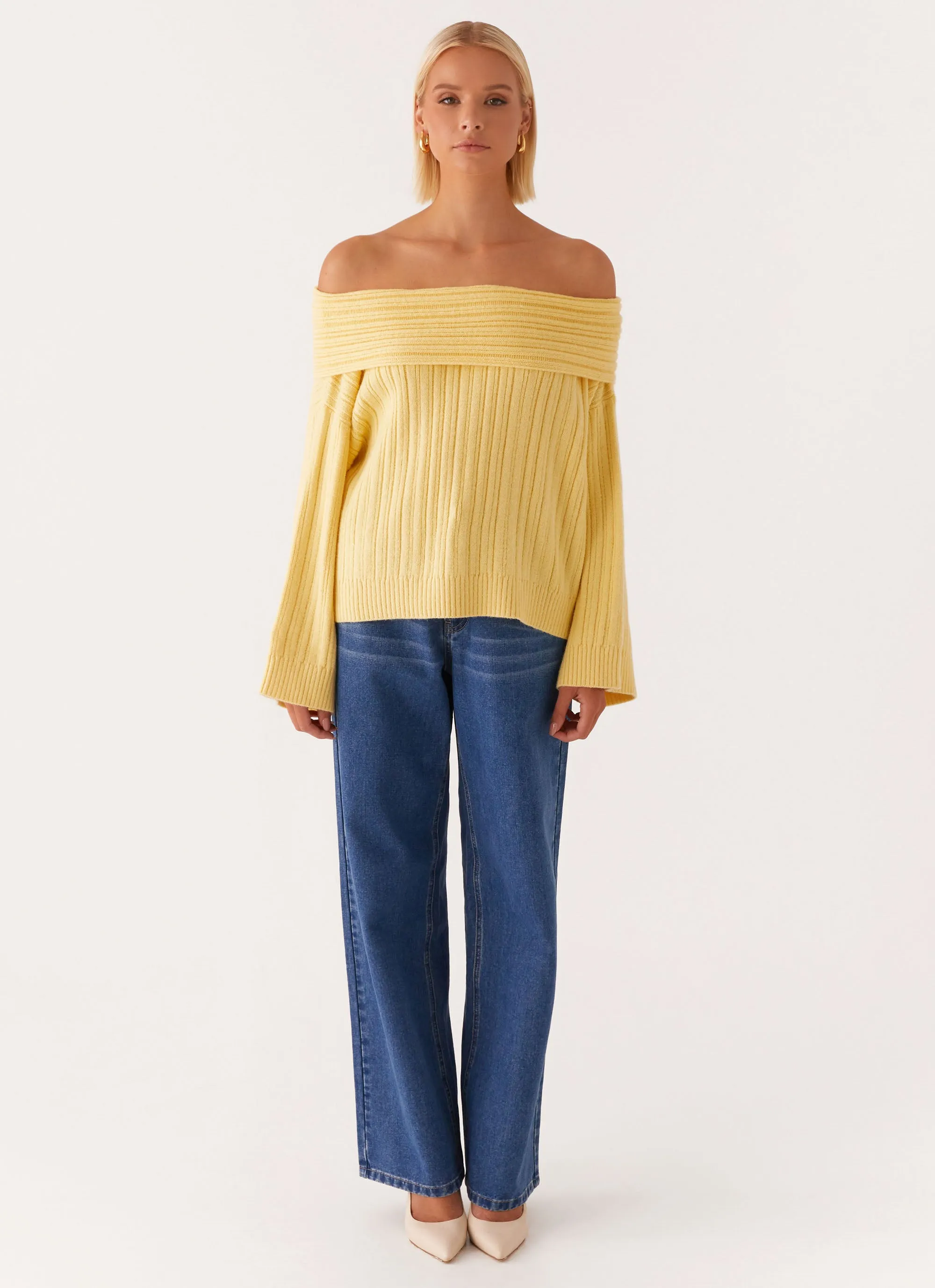 Federica Off Shoulder Knit - Lemon