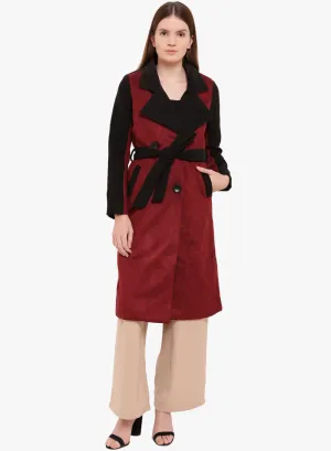 Fleur-De-Lis Long Overcoat With Belt