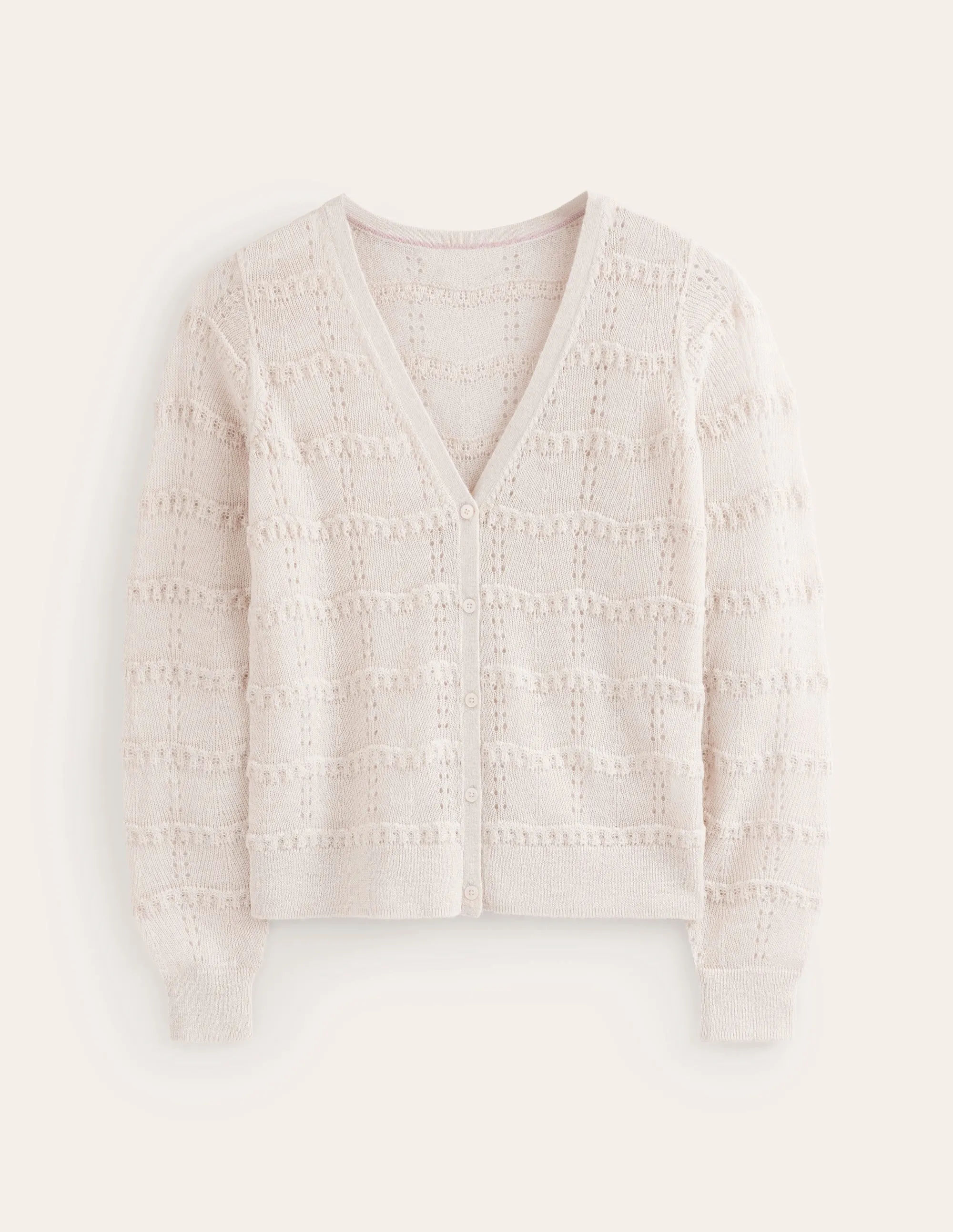 Fluffy Pointelle Cardigan-Vanilla