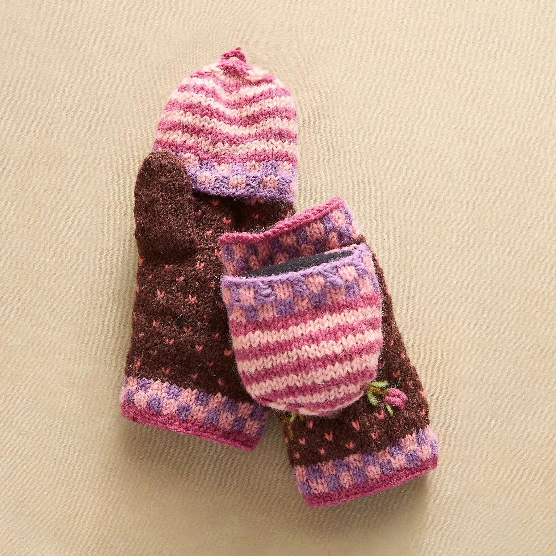 Frosty Blooms Convertible Mittens