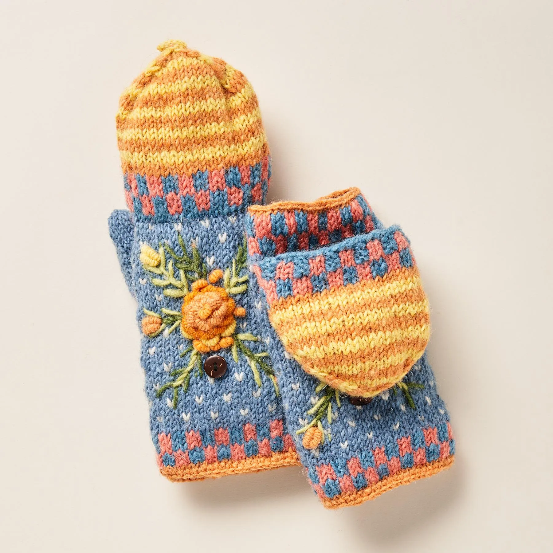 Frosty Blooms Convertible Mittens