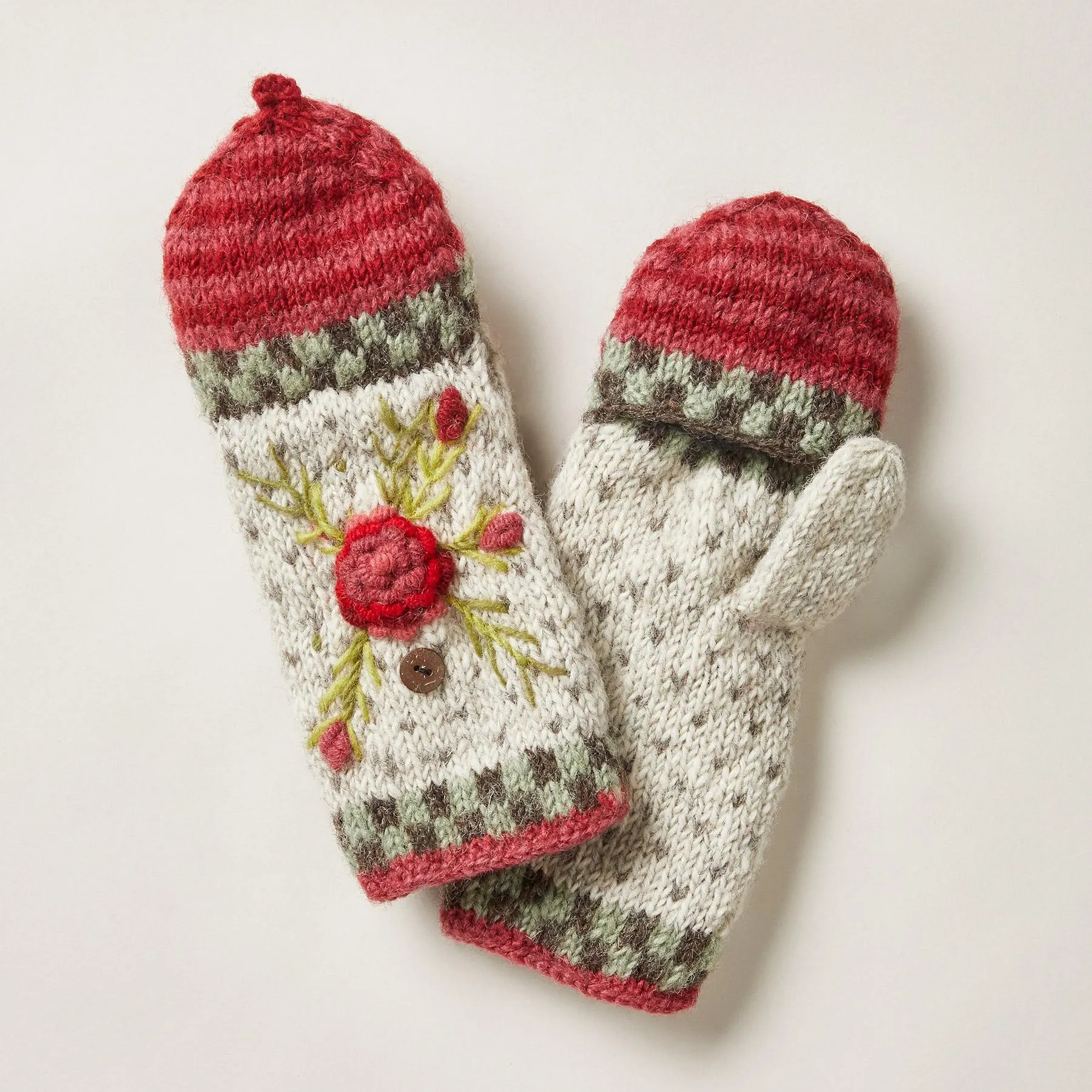 Frosty Blooms Convertible Mittens