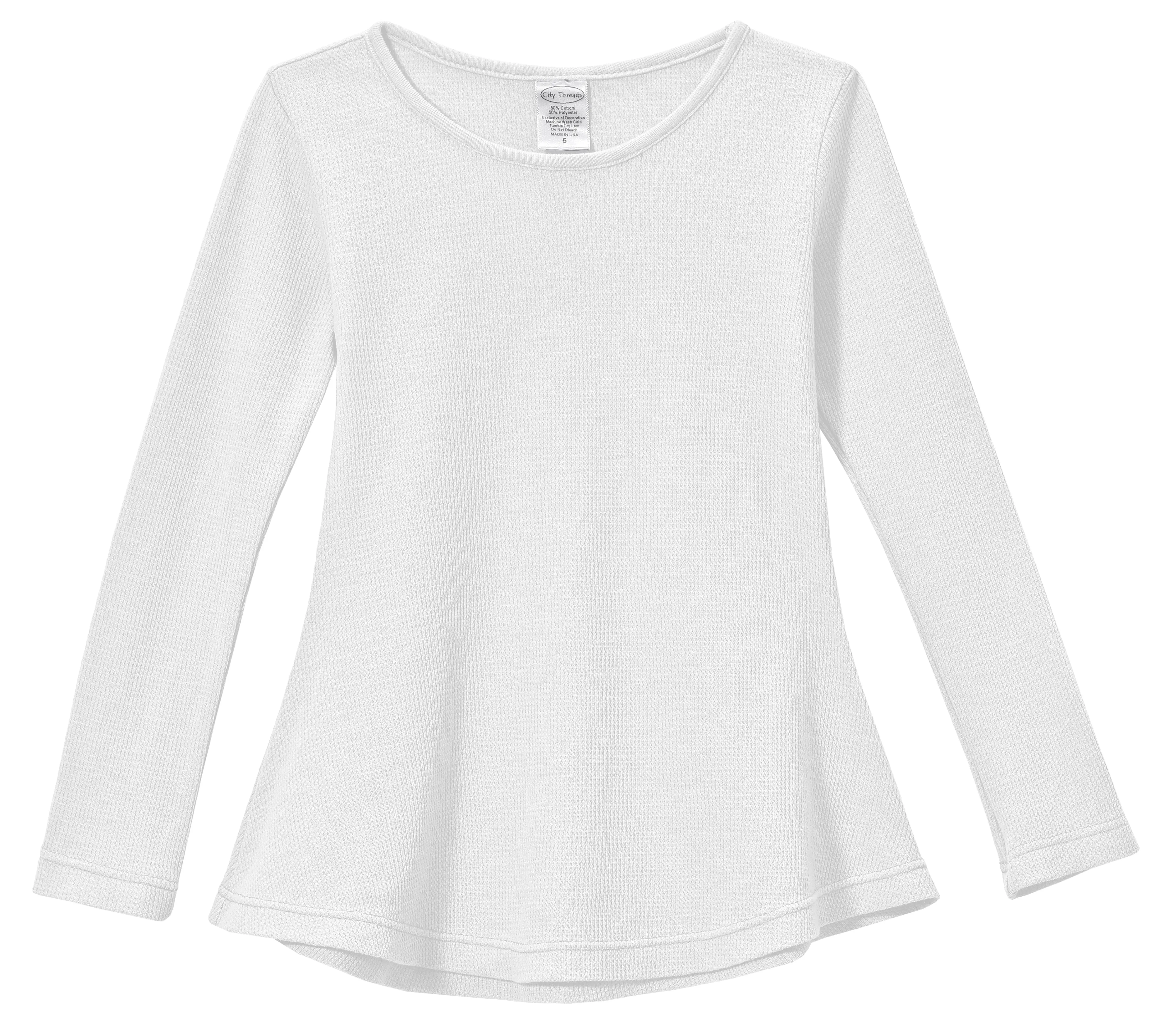 Girls Soft & Cozy Thermal Long Sleeve Tunic | White