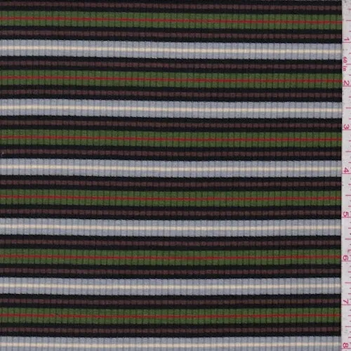 Grass/Navy/Blue Stripe Poor Boy Rib Knit Fabric