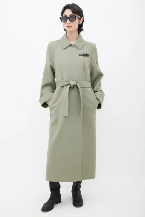 Green Belted Trench Coat