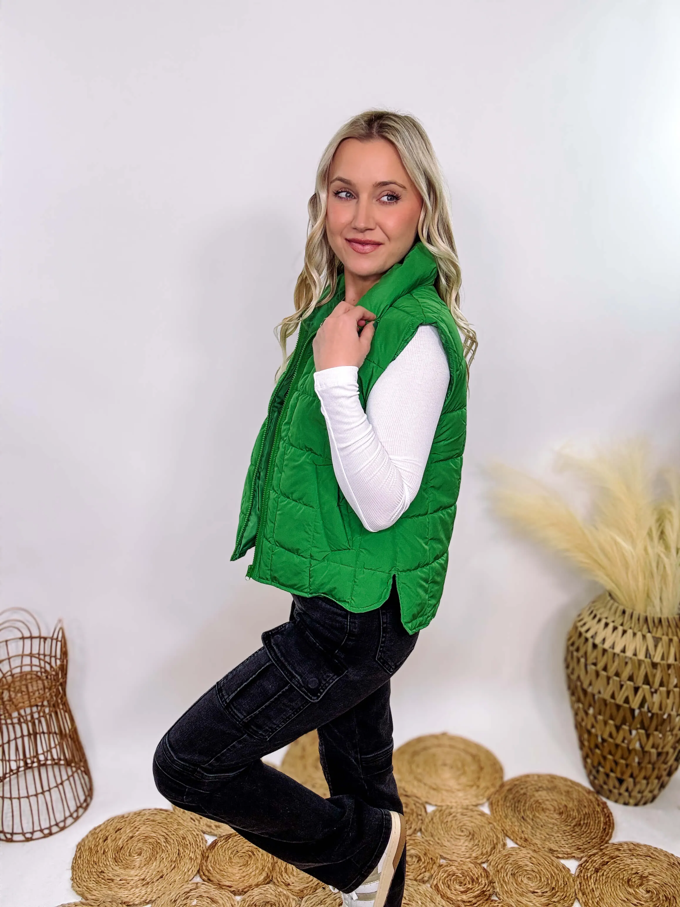 Green Padded Puffer Vest