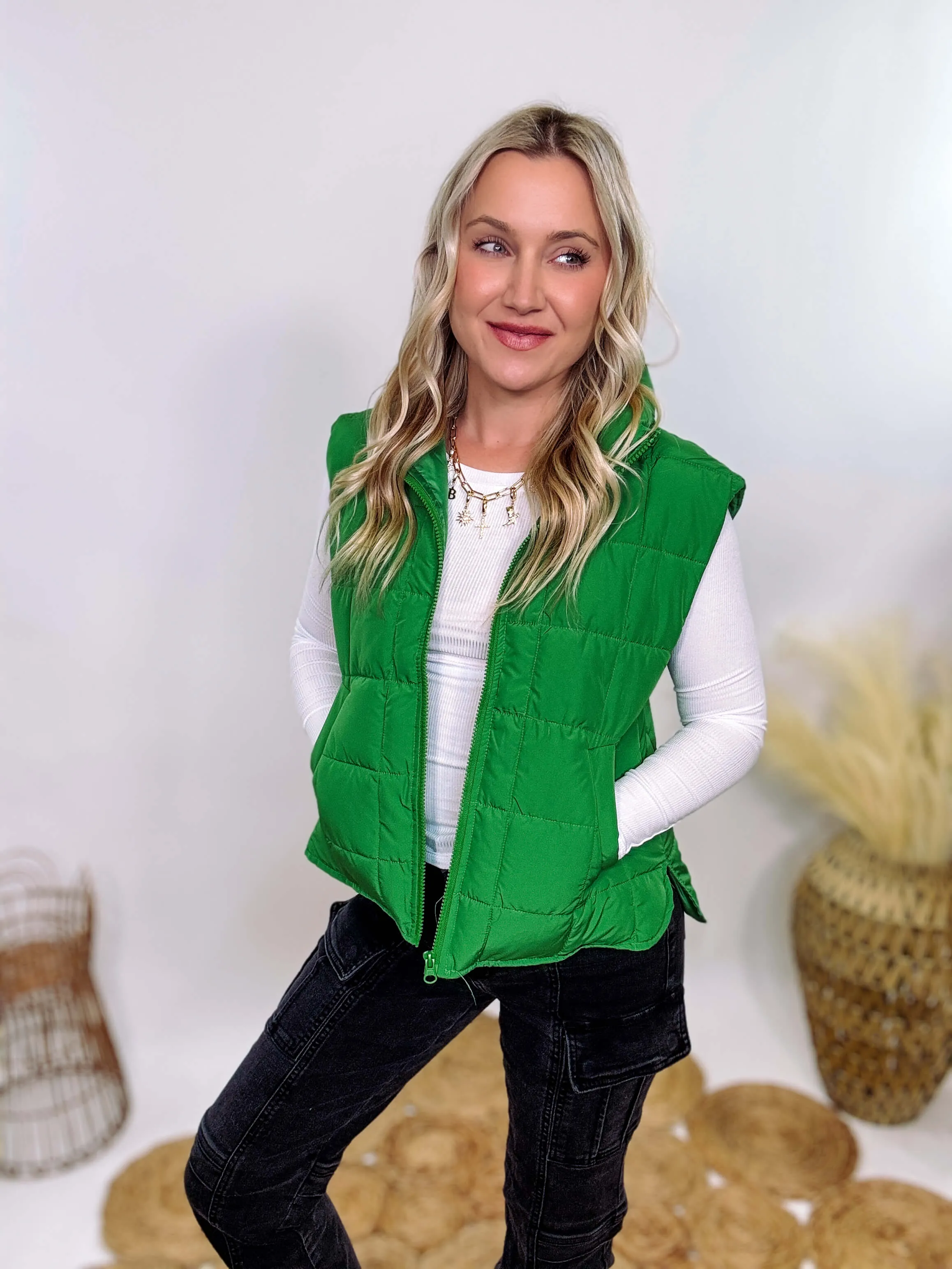 Green Padded Puffer Vest