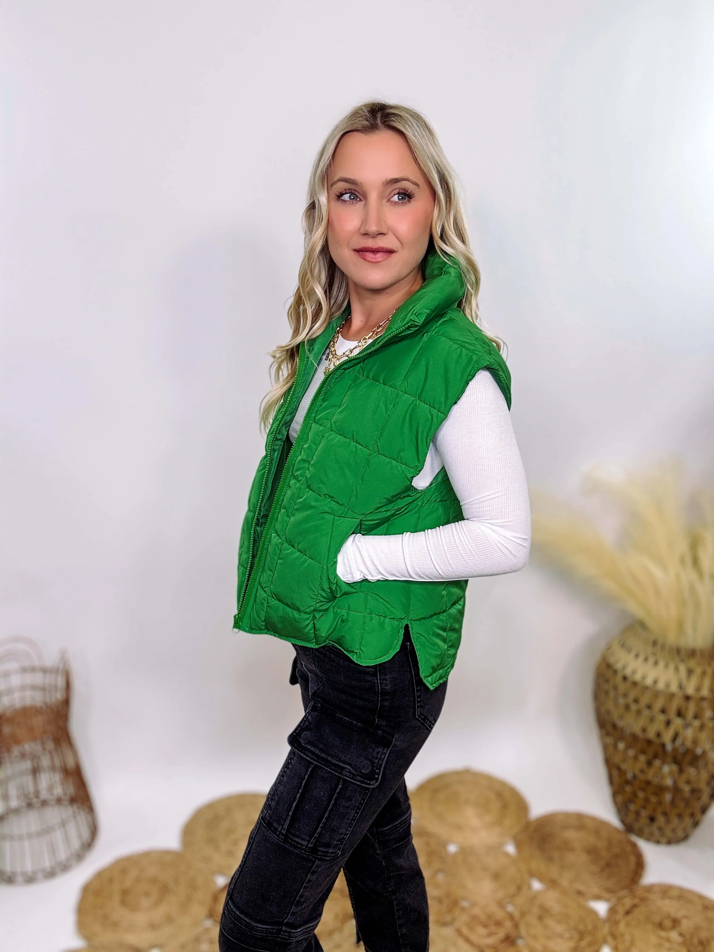 Green Padded Puffer Vest