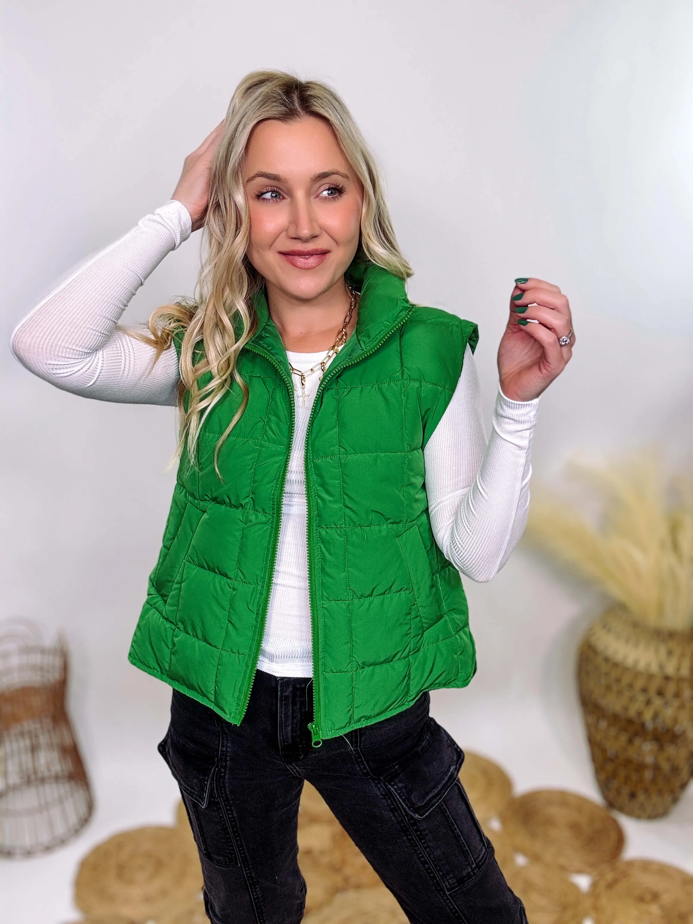 Green Padded Puffer Vest