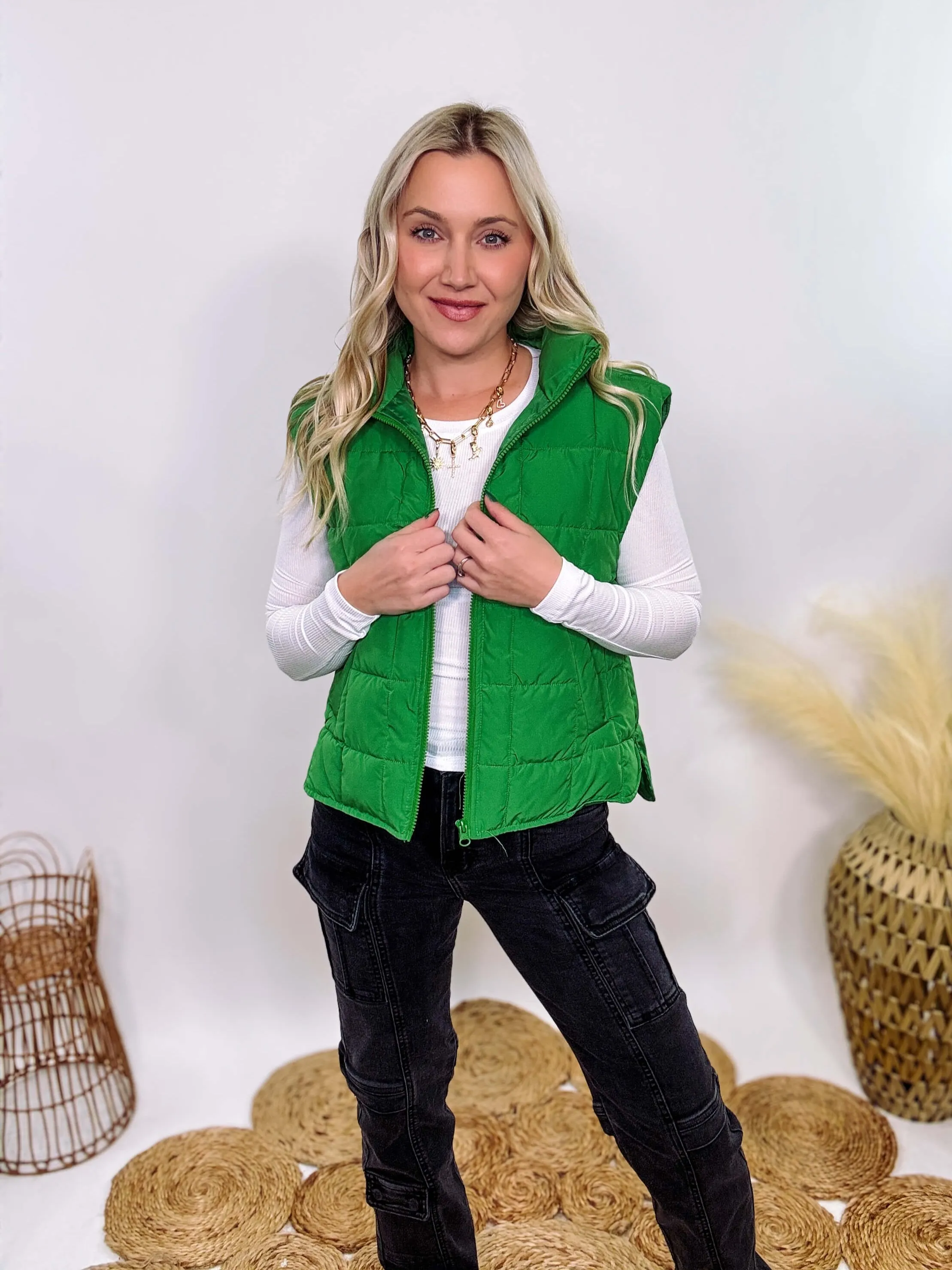 Green Padded Puffer Vest