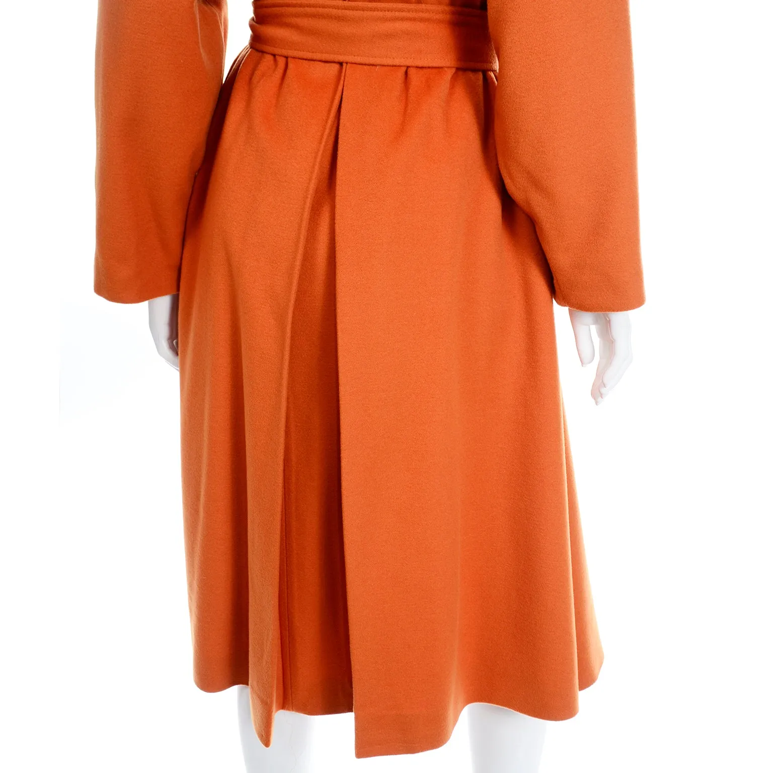 Guy Laroche Vintage Orange Cashmere Blend Coat With Belt