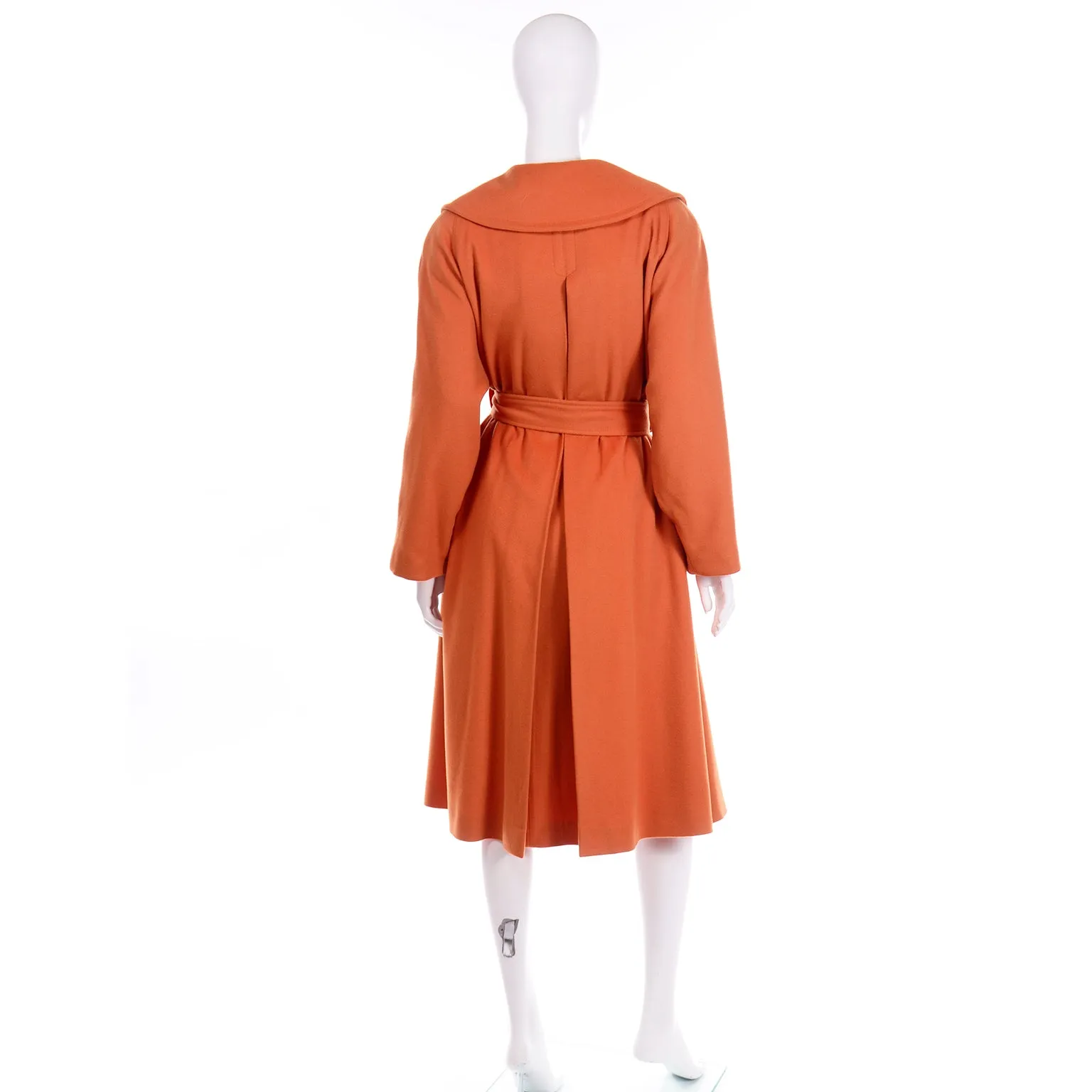 Guy Laroche Vintage Orange Cashmere Blend Coat With Belt