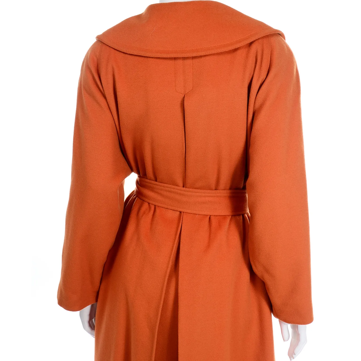 Guy Laroche Vintage Orange Cashmere Blend Coat With Belt