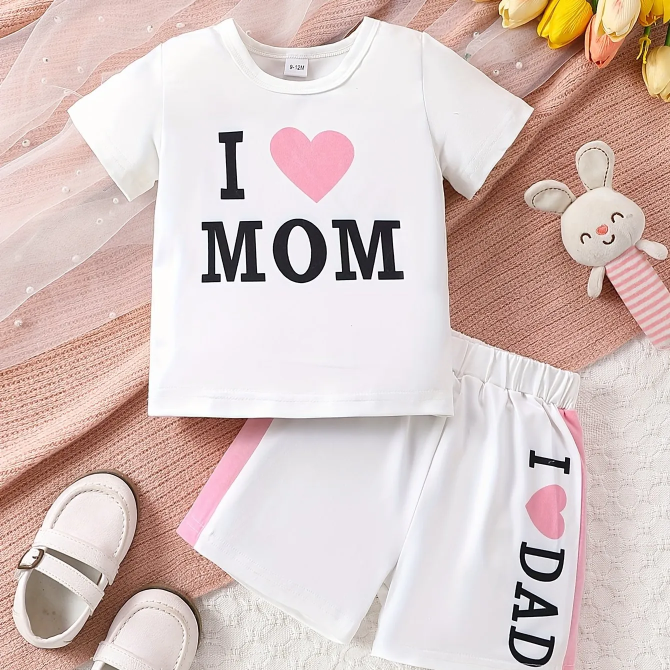 I LOVE MOMDAD Summer Set for Baby Girls