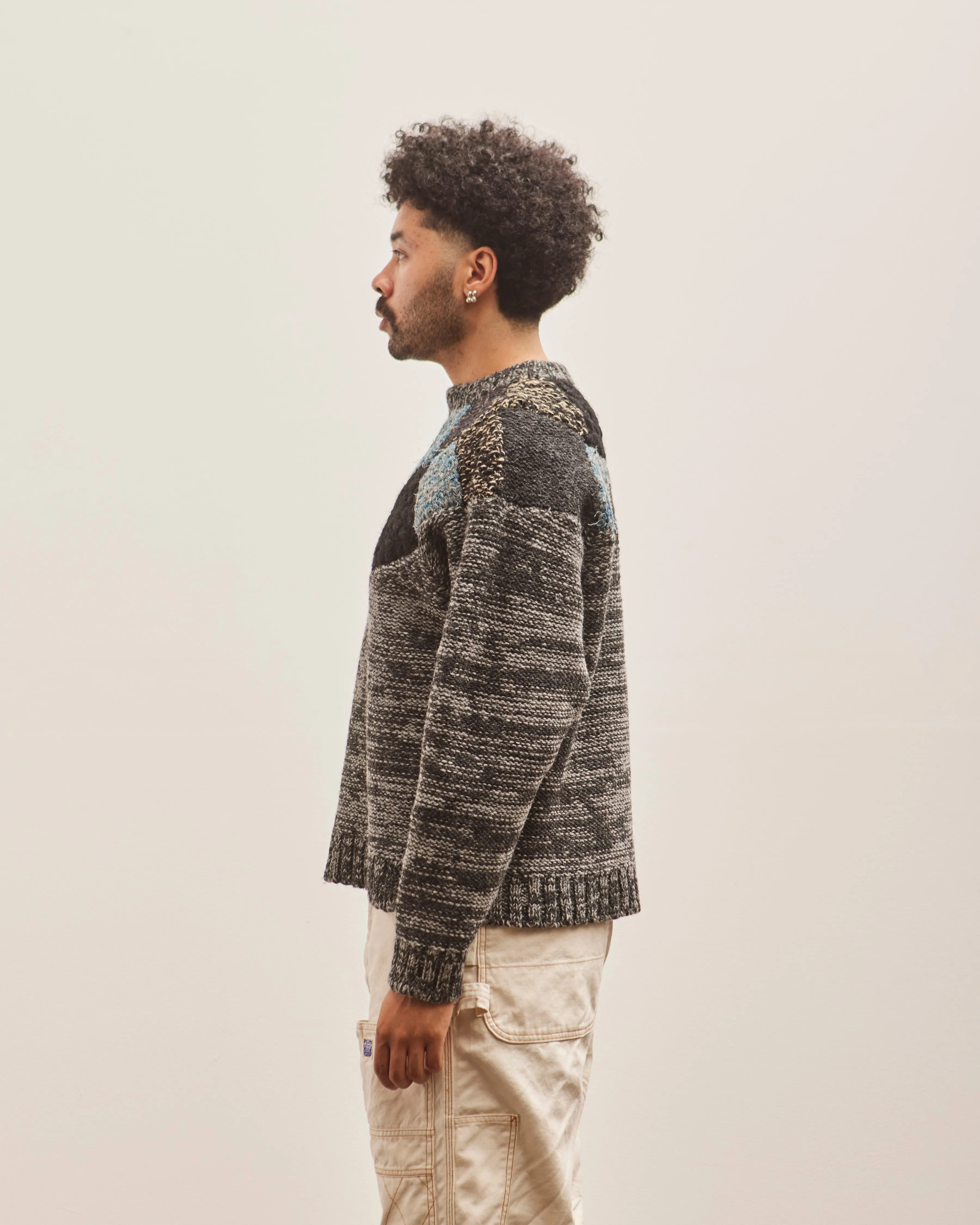 Kapital 3G Wool TUGIHAGI Crew Sweater, Black