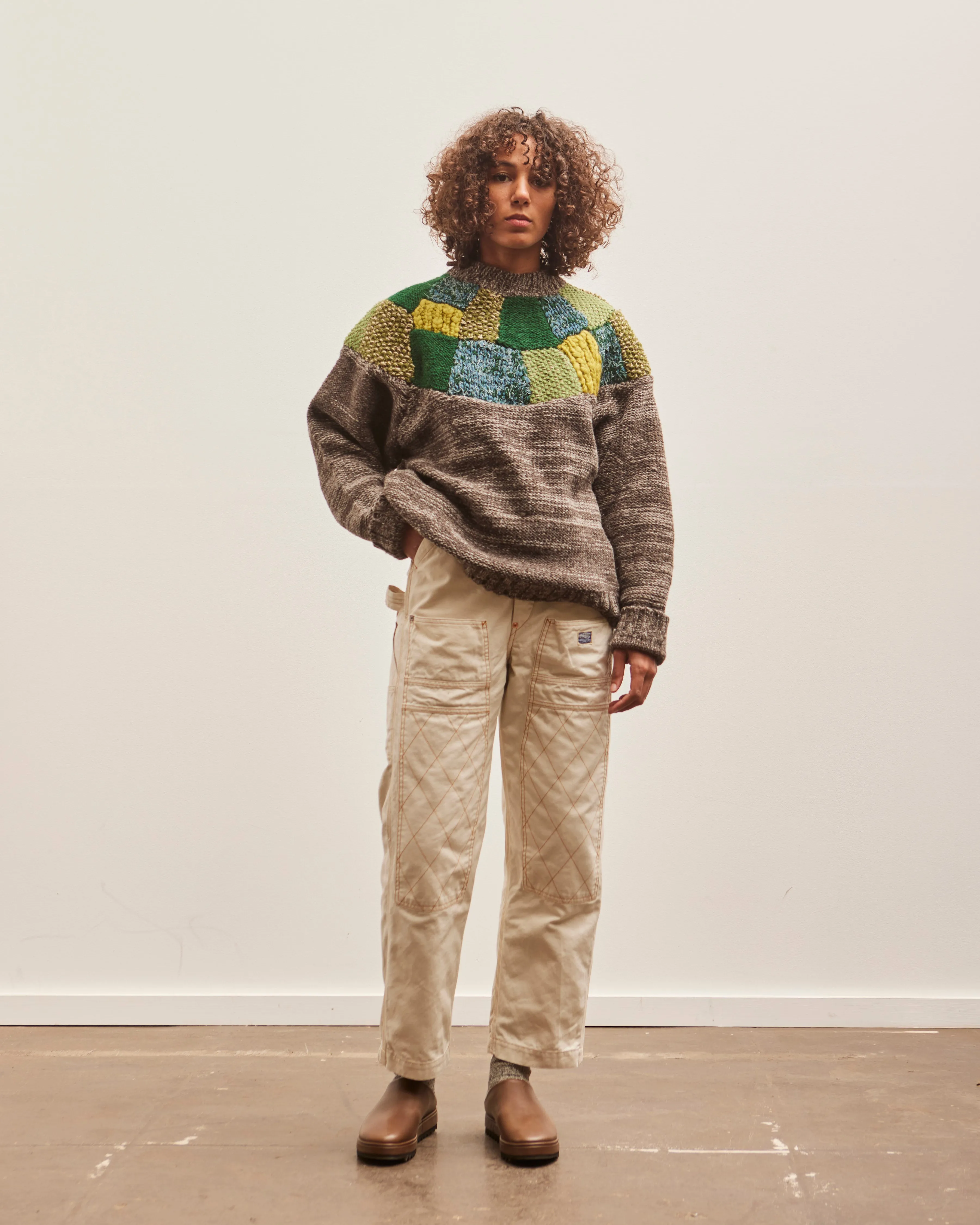 Kapital 3G Wool TUGIHAGI Crew Sweater, Green