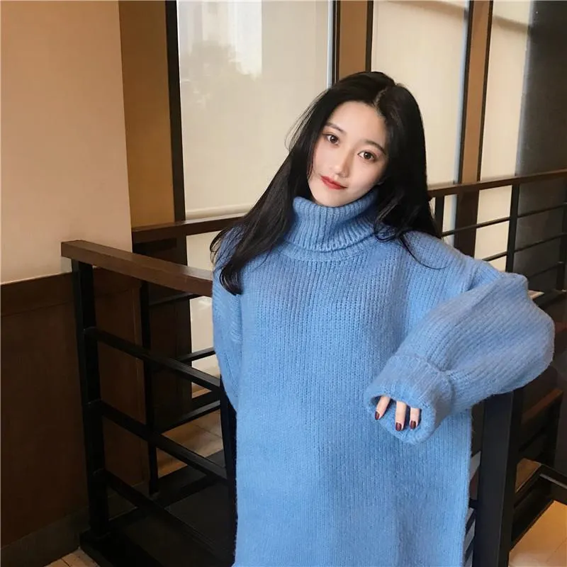 Knit Ribbed High Neck Warm Oversize Sweater